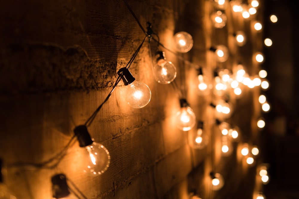 wall of string lights