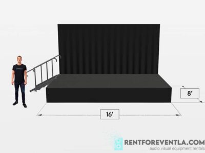 Portable Stage Rental Kit 16′ x 8′ W/Backdrope - Portable stage rental packages - portable-stage-rental-16x8-1